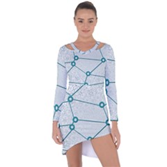 Network Social Abstract Asymmetric Cut-out Shift Dress by Nexatart