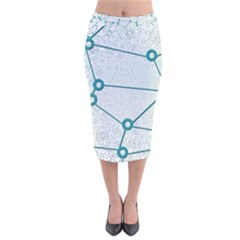 Network Social Abstract Velvet Midi Pencil Skirt by Nexatart