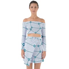 Network Social Abstract Off Shoulder Top With Skirt Set by Nexatart