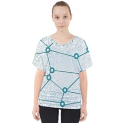 Network Social Abstract V-neck Dolman Drape Top by Nexatart