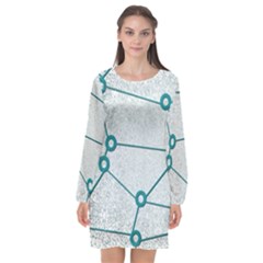 Network Social Abstract Long Sleeve Chiffon Shift Dress  by Nexatart