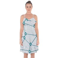 Network Social Abstract Ruffle Detail Chiffon Dress by Nexatart