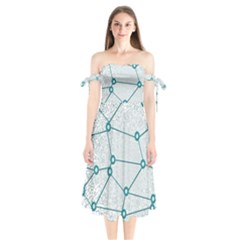 Network Social Abstract Shoulder Tie Bardot Midi Dress by Nexatart