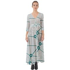 Network Social Abstract Button Up Boho Maxi Dress by Nexatart