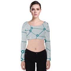 Network Social Abstract Velvet Crop Top