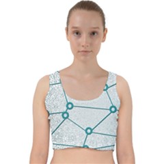 Network Social Abstract Velvet Racer Back Crop Top by Nexatart