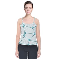 Network Social Abstract Velvet Spaghetti Strap Top by Nexatart