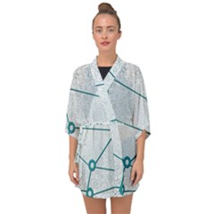 Network Social Abstract Half Sleeve Chiffon Kimono by Nexatart