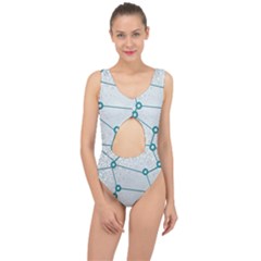 Network Social Abstract Center Cut Out Swimsuit