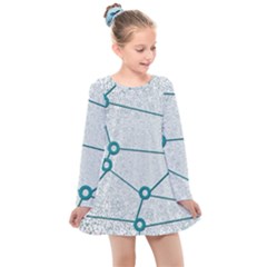 Network Social Abstract Kids  Long Sleeve Dress by Nexatart