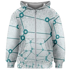 Network Social Abstract Kids Zipper Hoodie Without Drawstring by Nexatart