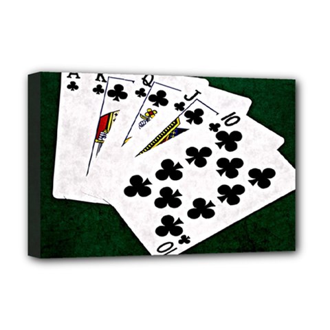 Poker Hands   Royal Flush Clubs Deluxe Canvas 18  X 12   by FunnyCow