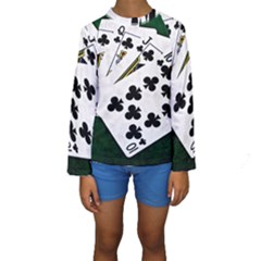 Poker Hands   Royal Flush Clubs Kids  Long Sleeve Swimwear by FunnyCow