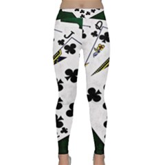 Poker Hands   Royal Flush Clubs Classic Yoga Leggings by FunnyCow