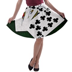 Poker Hands   Royal Flush Clubs A-line Skater Skirt by FunnyCow