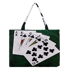 Poker Hands   Royal Flush Clubs Medium Tote Bag by FunnyCow