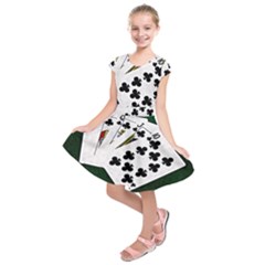 Poker Hands   Royal Flush Clubs Kids  Short Sleeve Dress by FunnyCow