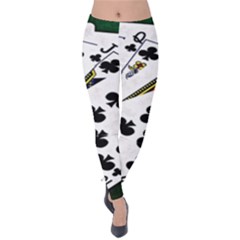 Poker Hands   Royal Flush Clubs Velvet Leggings by FunnyCow