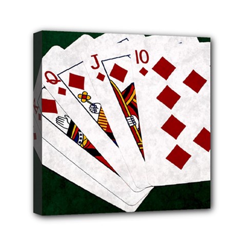 Poker Hands   Royal Flush Diamonds Mini Canvas 6  X 6  by FunnyCow