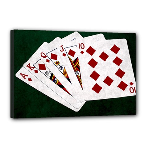 Poker Hands   Royal Flush Diamonds Canvas 18  X 12  by FunnyCow