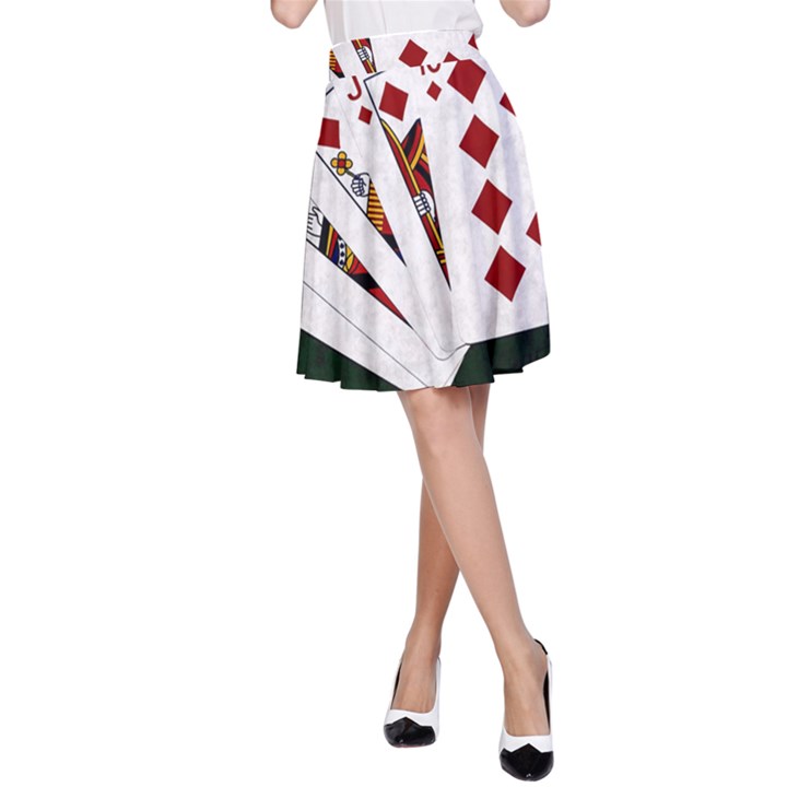 Poker Hands   Royal Flush Diamonds A-Line Skirt