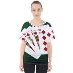 Poker Hands   Royal Flush Diamonds V-neck Dolman Drape Top by FunnyCow