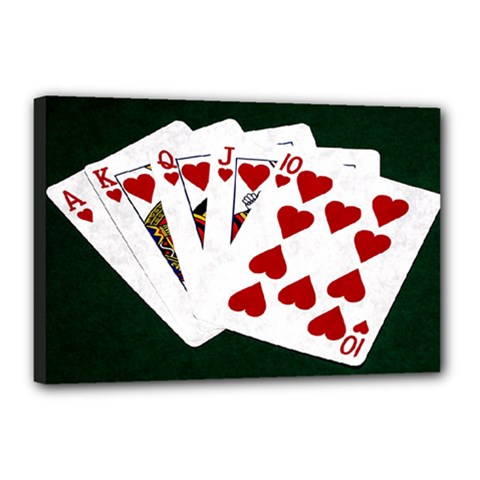 Poker Hands   Royal Flush Hearts Canvas 18  X 12  by FunnyCow