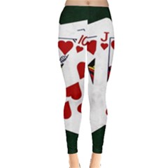 Poker Hands   Royal Flush Hearts Leggings  by FunnyCow