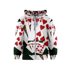 Poker Hands   Royal Flush Hearts Kids  Zipper Hoodie by FunnyCow