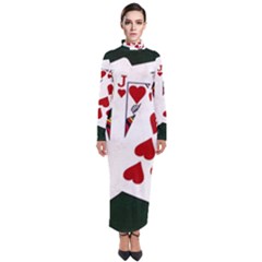 Poker Hands   Royal Flush Hearts Turtleneck Maxi Dress by FunnyCow