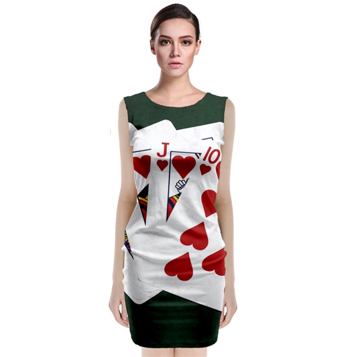 Poker Hands   Royal Flush Hearts Classic Sleeveless Midi Dress