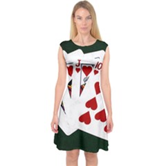 Poker Hands   Royal Flush Hearts Capsleeve Midi Dress by FunnyCow