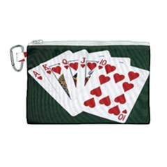 Poker Hands   Royal Flush Hearts Canvas Cosmetic Bag (large) by FunnyCow