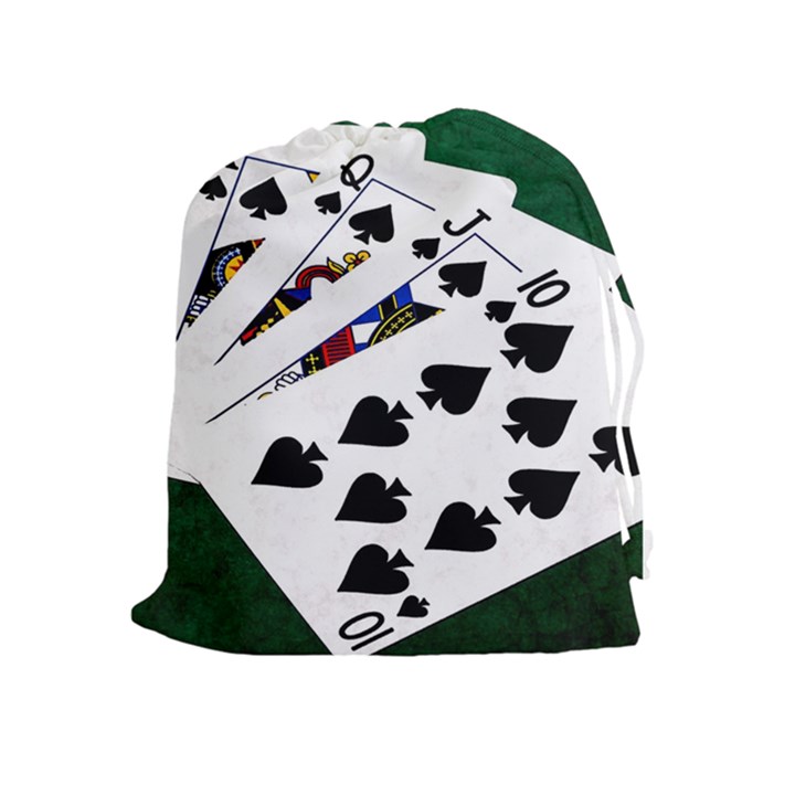 Poker Hands   Royal Flush Spades Drawstring Pouches (Extra Large)