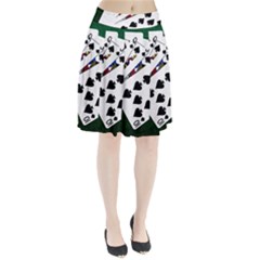 Poker Hands   Royal Flush Spades Pleated Skirt by FunnyCow