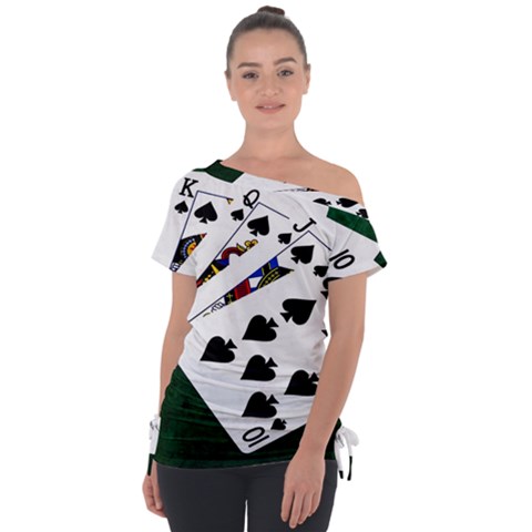 Poker Hands   Royal Flush Spades Tie-up Tee by FunnyCow