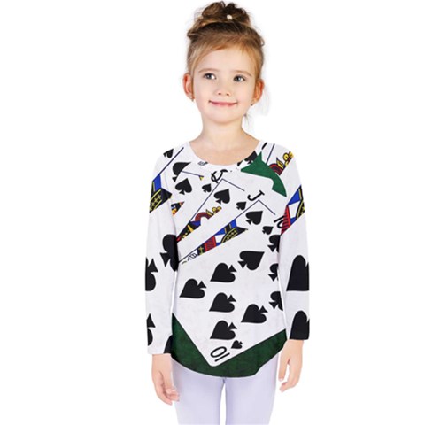 Poker Hands   Royal Flush Spades Kids  Long Sleeve Tee by FunnyCow