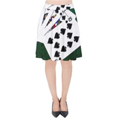 Poker Hands   Royal Flush Spades Velvet High Waist Skirt by FunnyCow