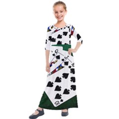 Poker Hands   Royal Flush Spades Kids  Quarter Sleeve Maxi Dress