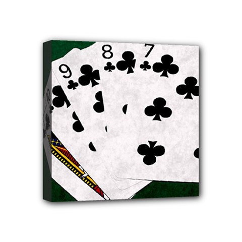 Poker Hands   Straight Flush Clubs Mini Canvas 4  X 4  by FunnyCow