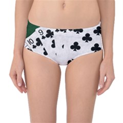 Poker Hands   Straight Flush Clubs Mid-waist Bikini Bottoms by FunnyCow