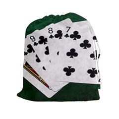 Poker Hands   Straight Flush Clubs Drawstring Pouches (xxl) by FunnyCow