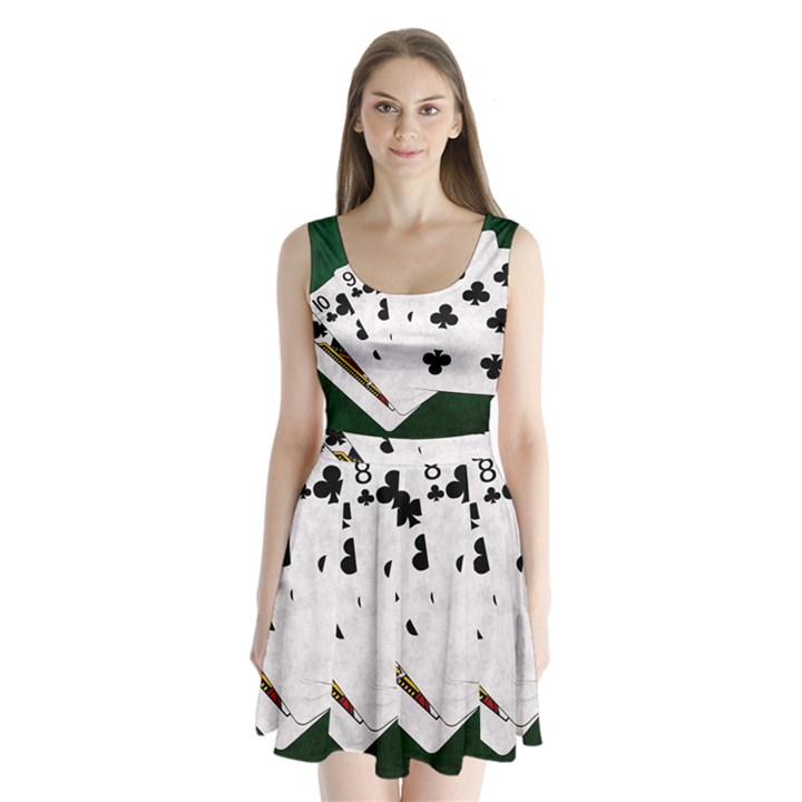 Poker Hands   Straight Flush Clubs Split Back Mini Dress 