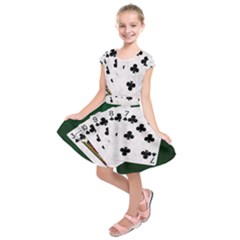 Poker Hands   Straight Flush Clubs Kids  Short Sleeve Dress by FunnyCow