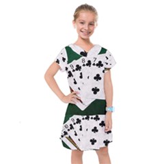 Poker Hands   Straight Flush Clubs Kids  Drop Waist Dress by FunnyCow