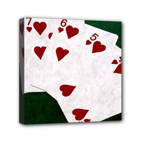 Poker Hands Straight Flush Hearts Mini Canvas 6  X 6  by FunnyCow