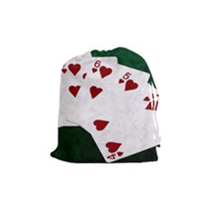 Poker Hands Straight Flush Hearts Drawstring Pouches (medium)  by FunnyCow