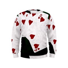 Poker Hands Straight Flush Hearts Kids  Sweatshirt