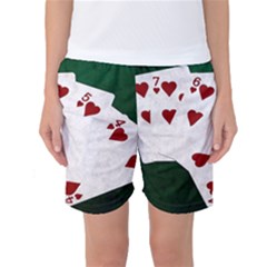 Poker Hands Straight Flush Hearts Women s Basketball Shorts by FunnyCow