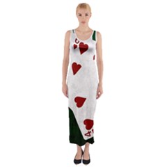 Poker Hands Straight Flush Hearts Fitted Maxi Dress by FunnyCow